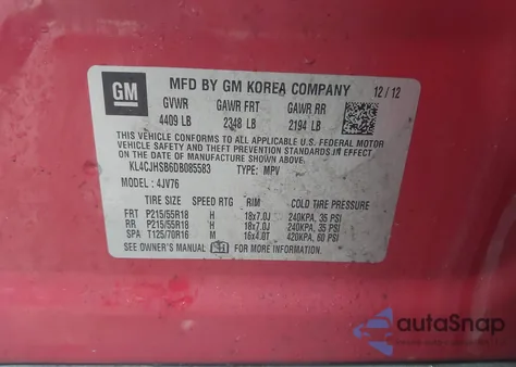 2013 Buick Encore Premium z USA, uszkodzony, nr VIN KL4CJHSB6DB085583